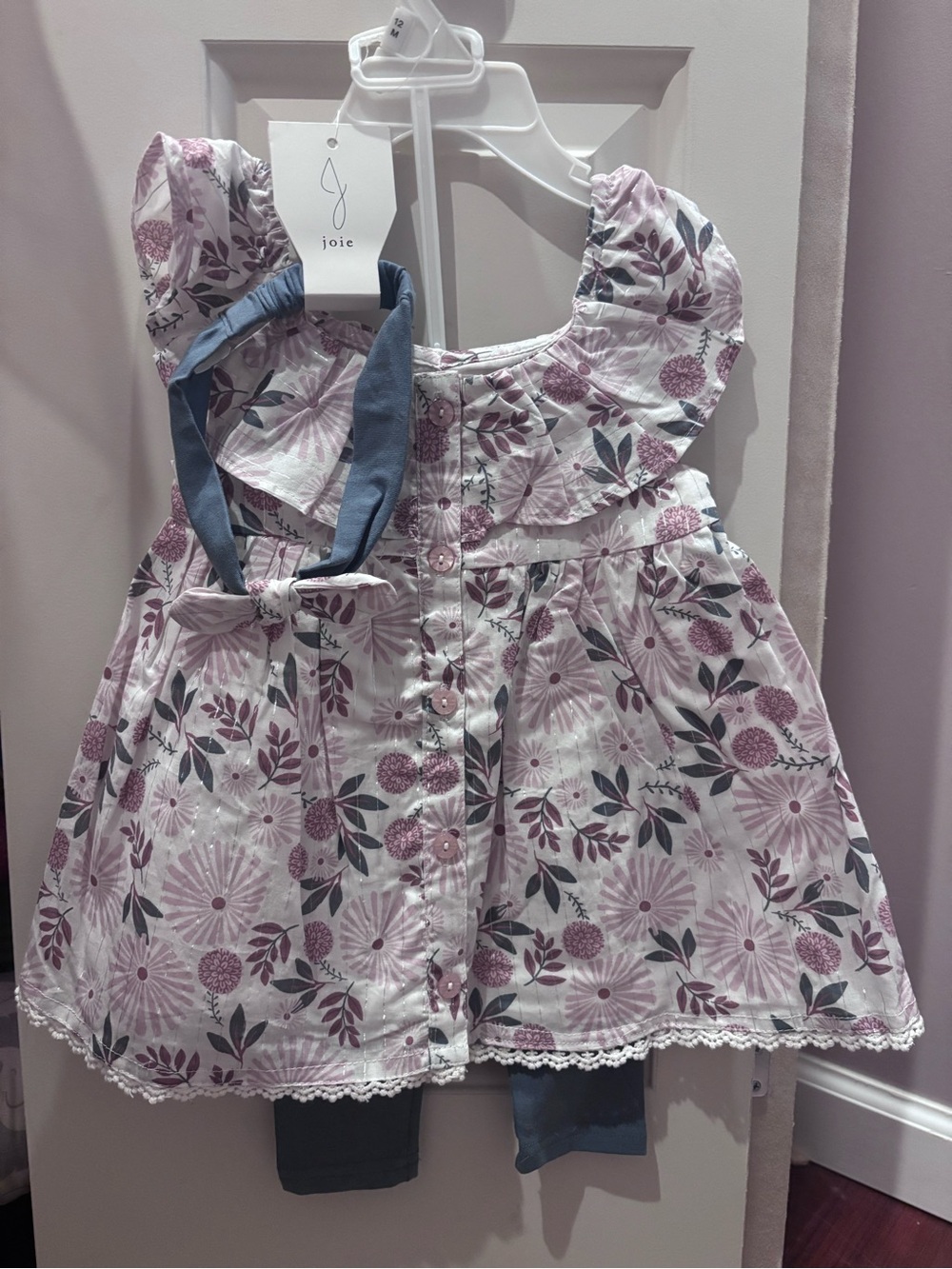 Joie Girls' Floral Ruffle Button-Front Top in Light Purple and Blue